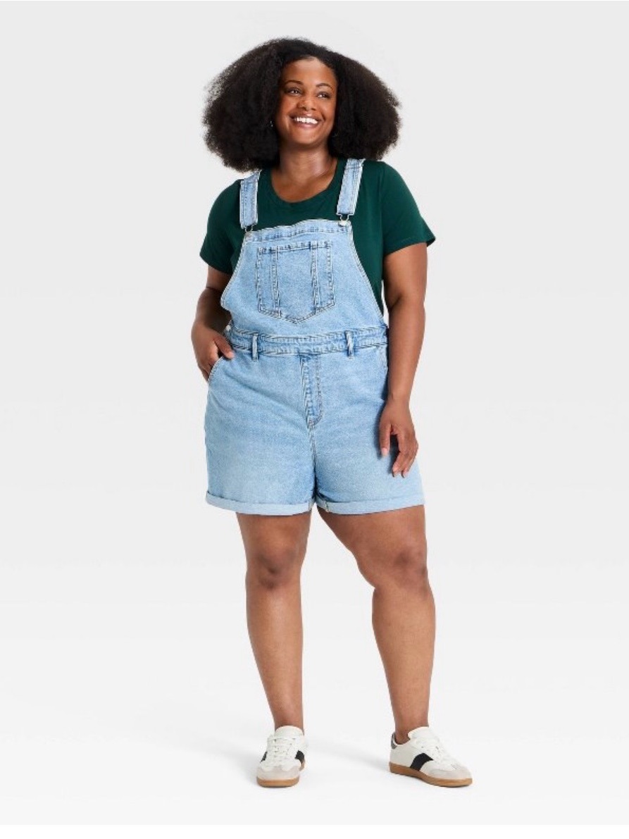 Ava & Viv Light Blue Denim Short Overalls